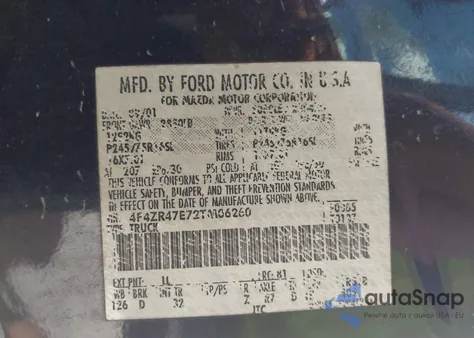 2002 Mazda B4000 from USA, damaged, VIN 4F4ZR47E72TM06260